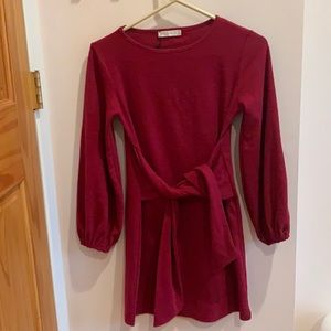 Dark Red Balloon long sleeve dress